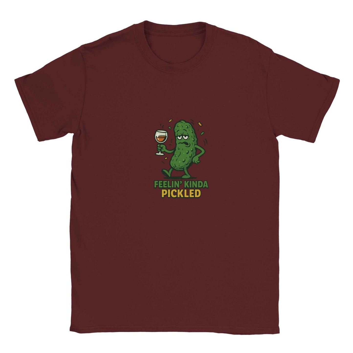 "Feelin' Kinda Pickled" Pickle T-Shirt – Humorous Tipsy Pickle Design Tee