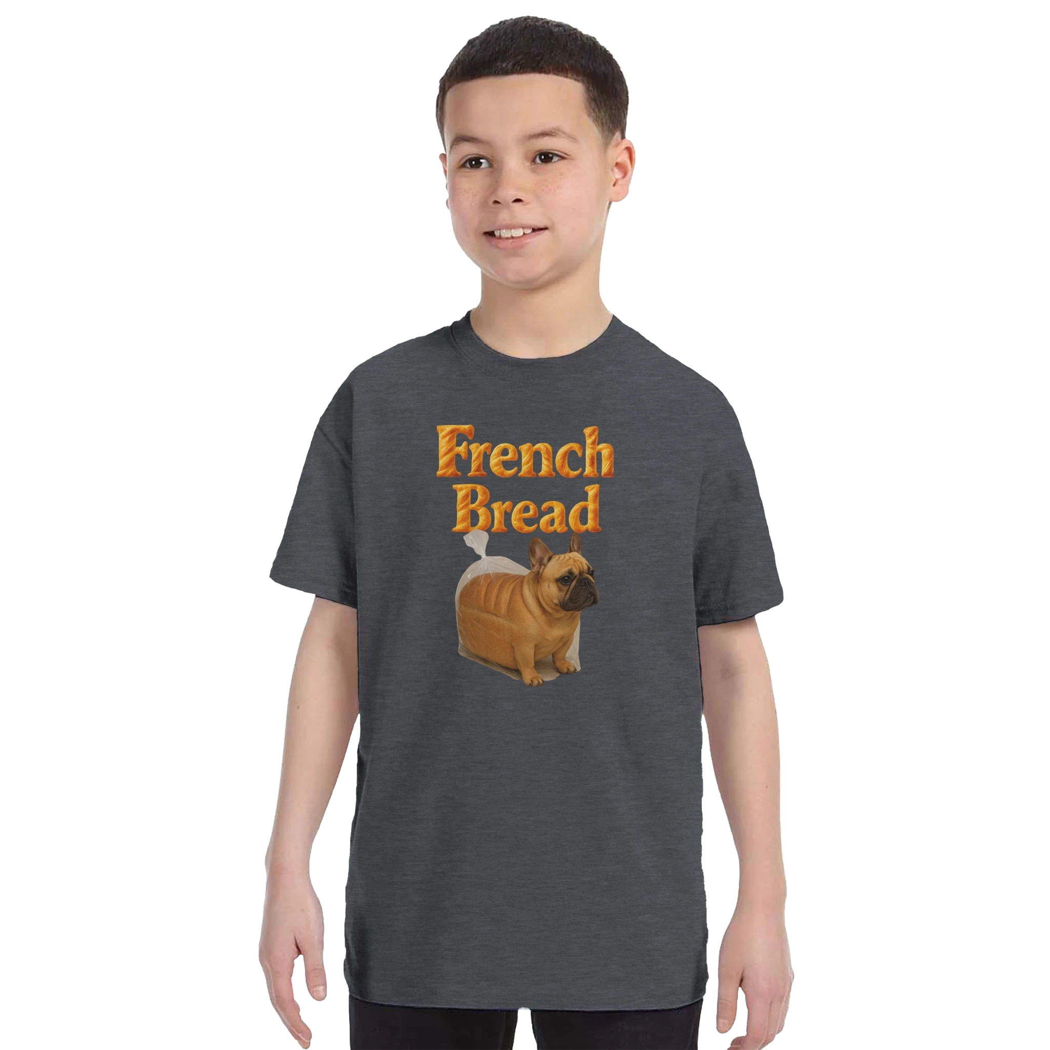 Kids Funny French Bread Bulldog T-Shirt