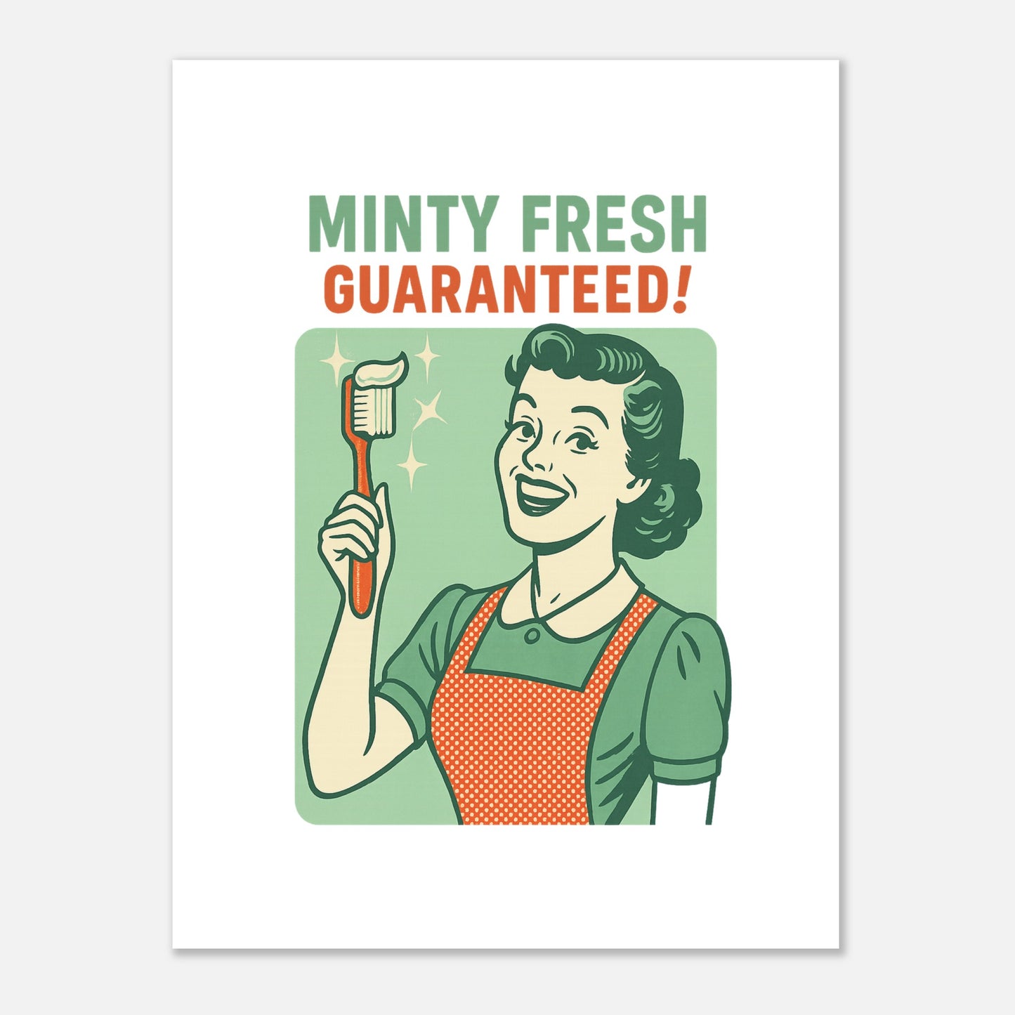 Vintage Dental Art Poster – “Minty Fresh Guaranteed” Retro Style - F4 Custom Prints