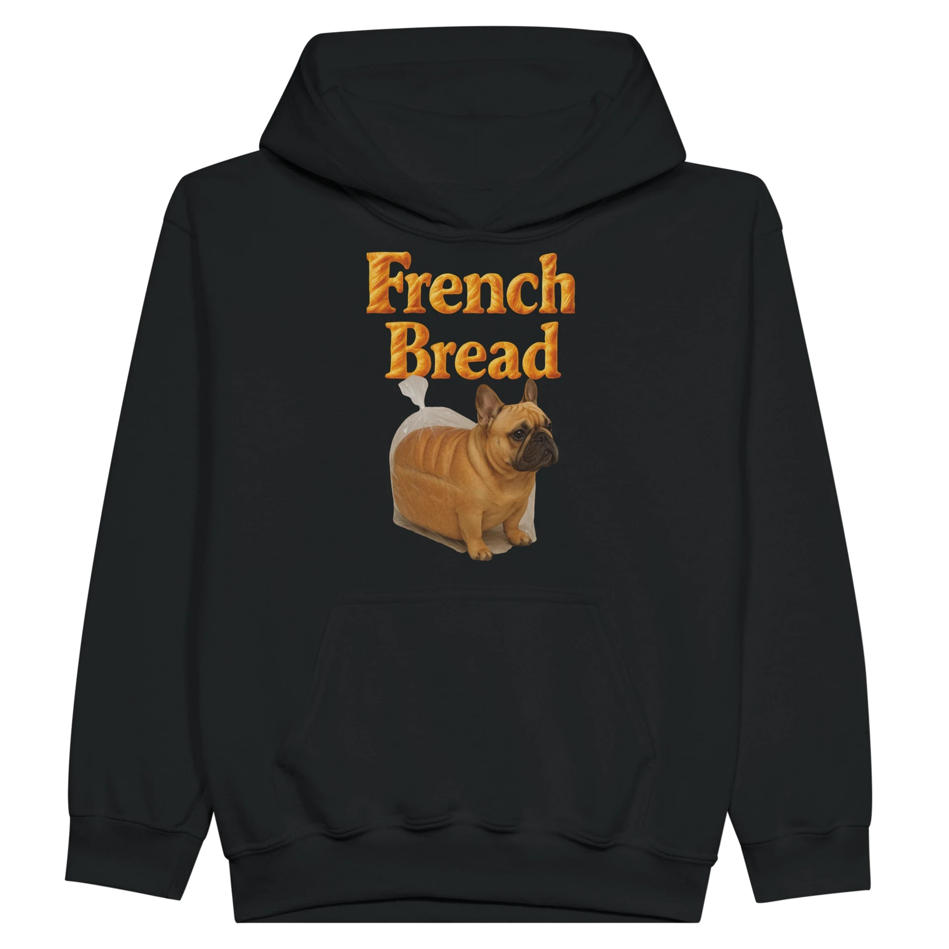 Kids Funny French Bread Bulldog Hoodie
