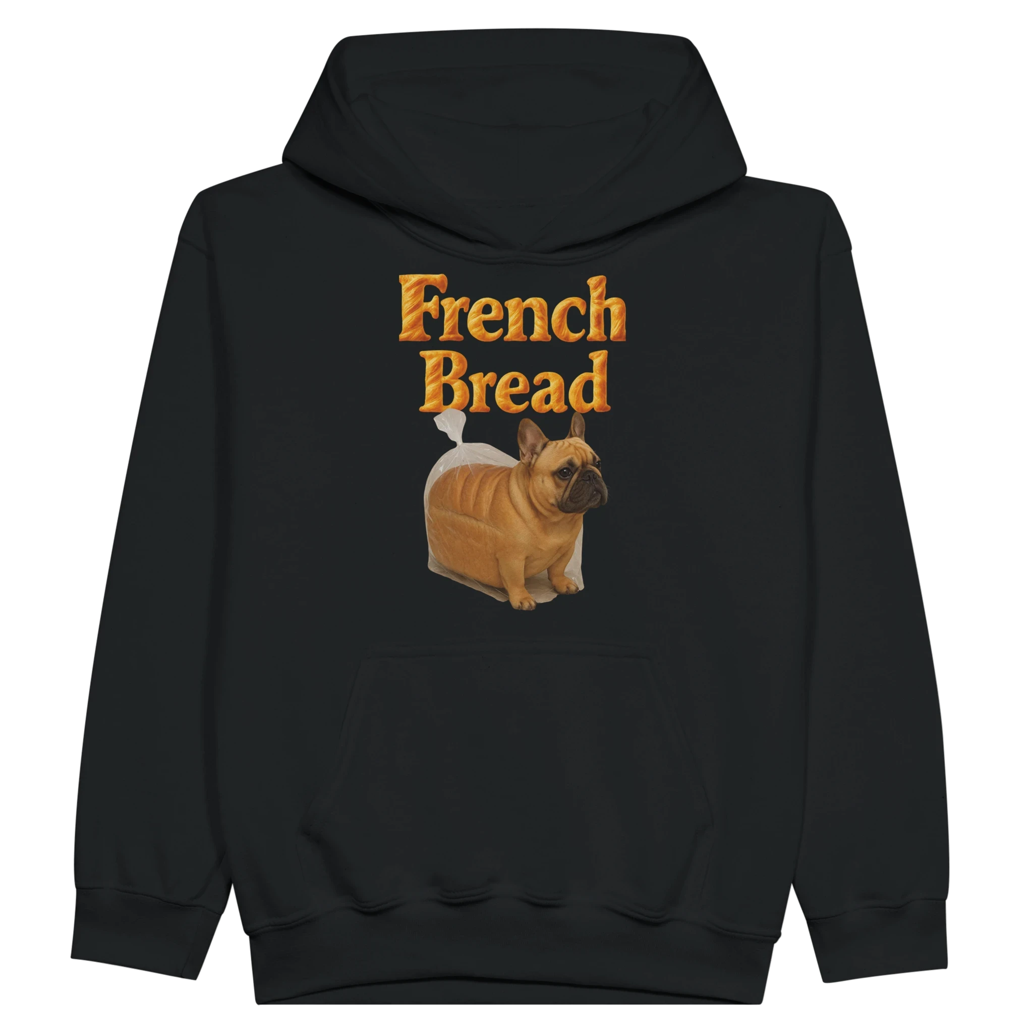 Kids Funny French Bread Bulldog Hoodie