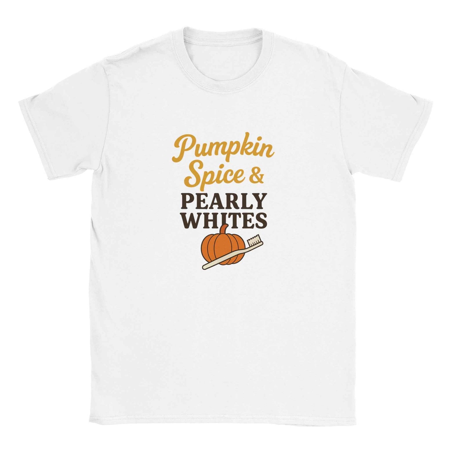 Pumpkin Spice Pearly Whites T-Shirt – Pumpkin Spice Dental T-Shirt - F4 Custom Prints