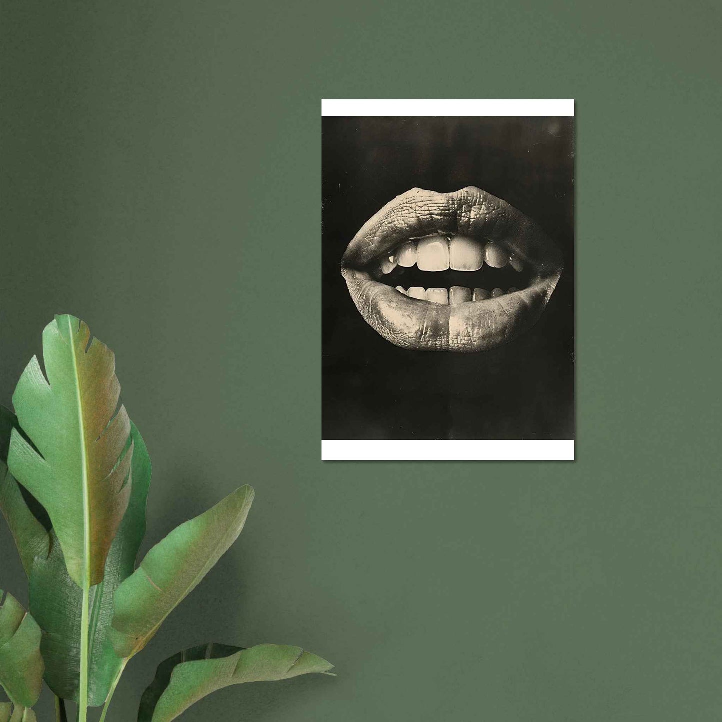 "The Kiss" Poster – Striking Black & White Lip Art (Multiple Sizes Available)