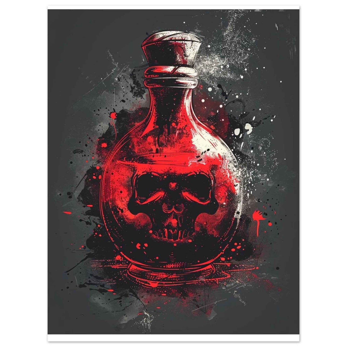 "Crimson Elixir" Poster – Gothic Skull Potion Bottle Wall Art (Multiple Sizes Available)