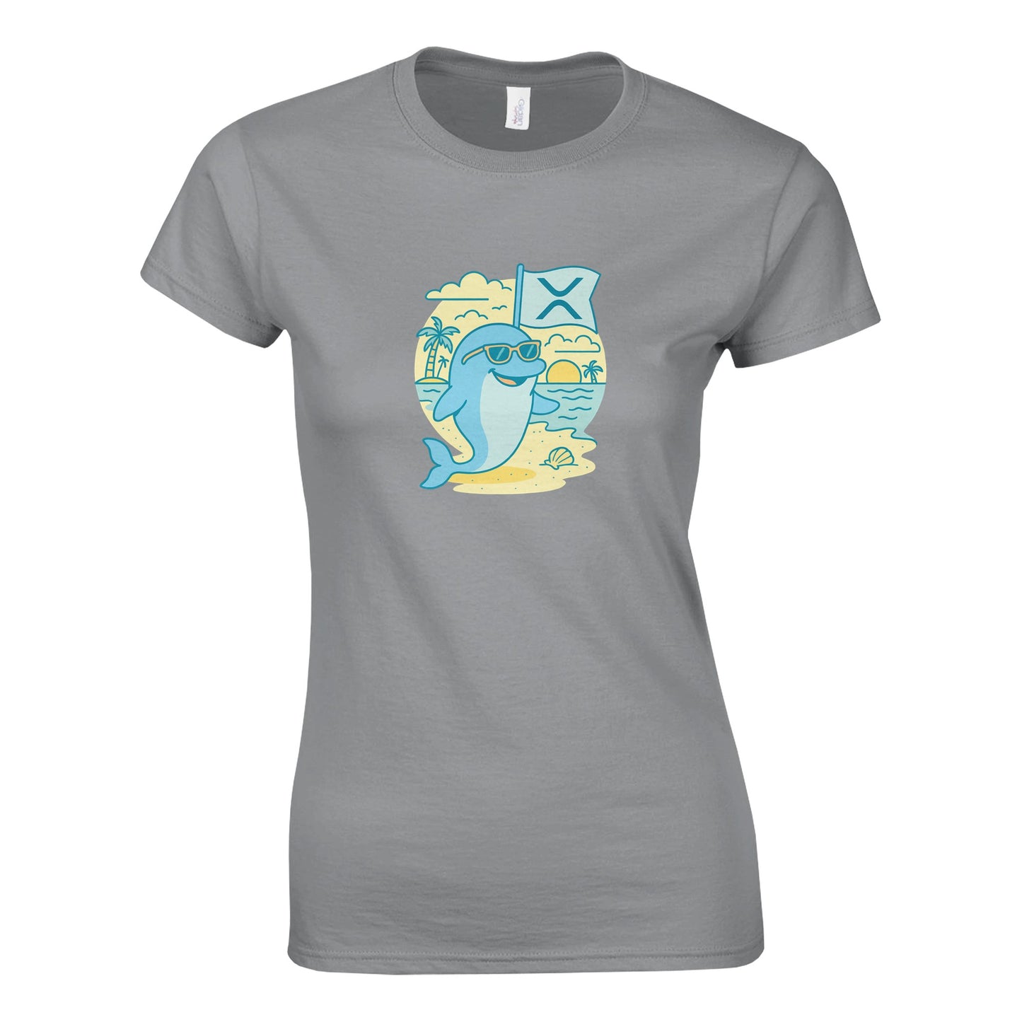 XRP Enthusiast Women's Tee – Tropical Crypto Beach Vibe - F4 Custom Prints