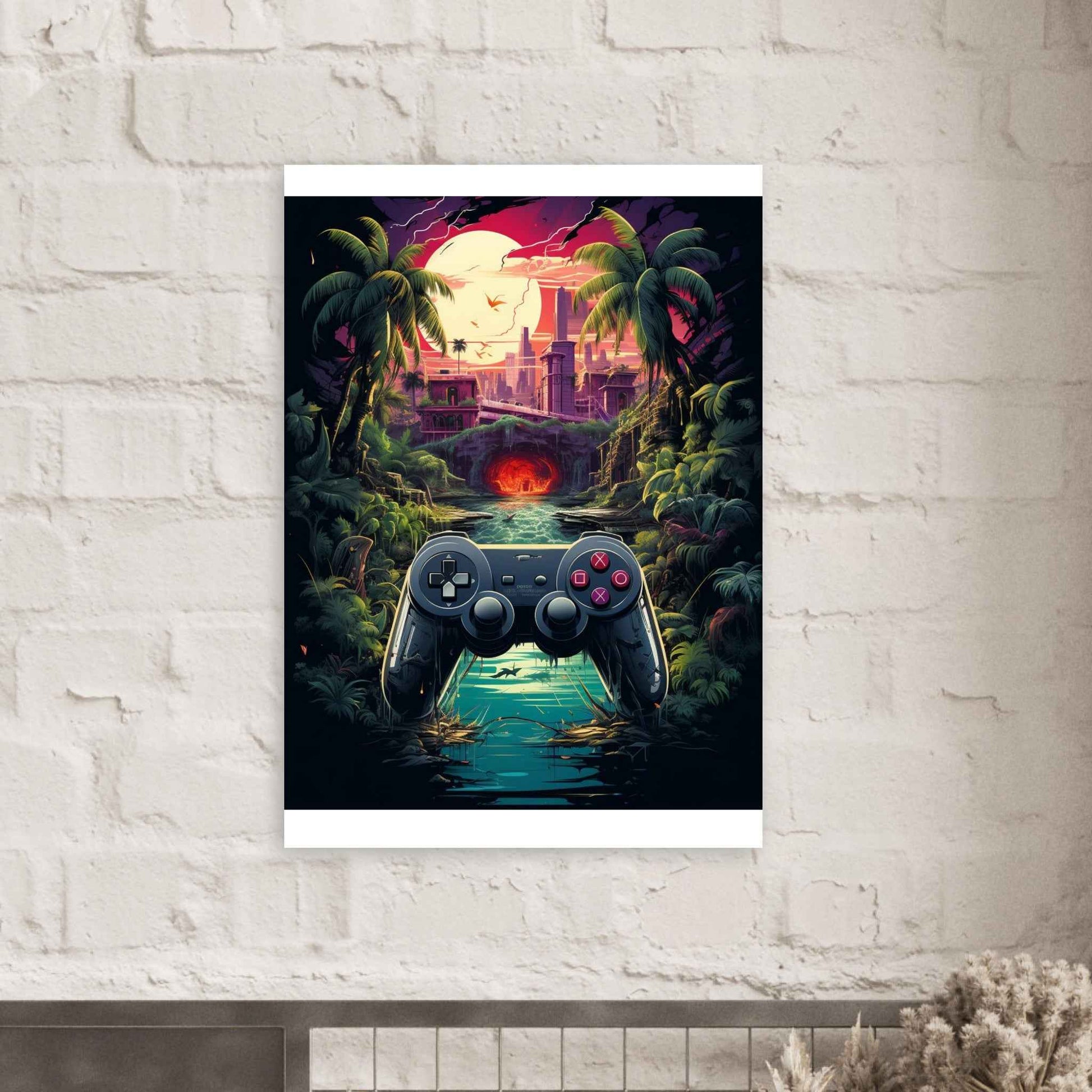 "Gamer's Paradise" Poster – Retro-Futuristic Gaming Wall Art (Multiple Sizes Available)