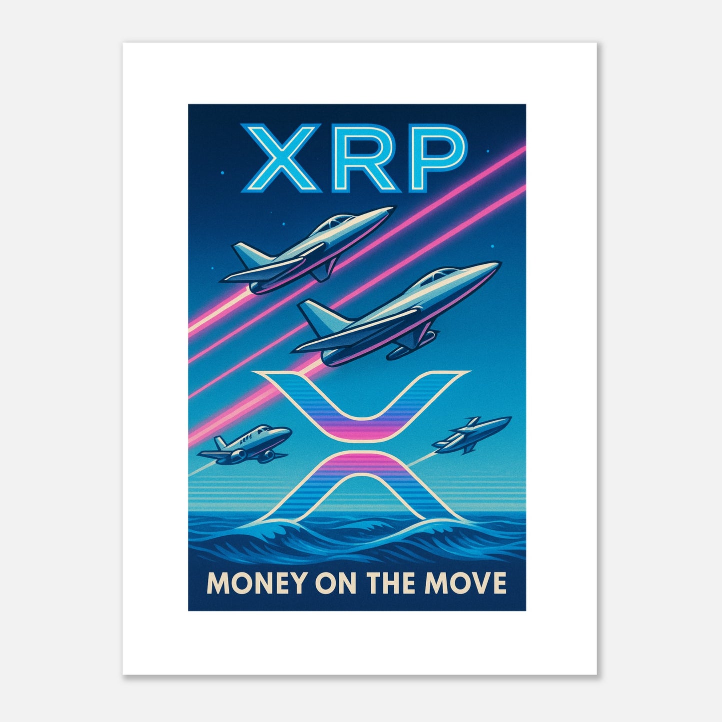 XRP 'Money on the Move' Poster – Retro Crypto Art Wall Print - F4 Custom Prints