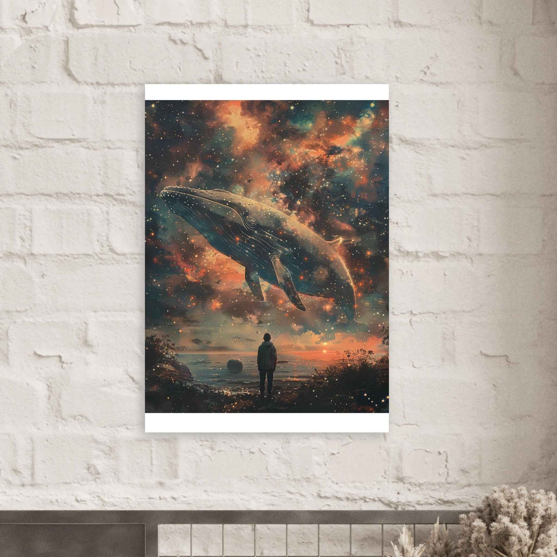 "Cosmic Whale" Poster – Mystical Starry Night Sky Wall Art (Multiple Sizes Available)