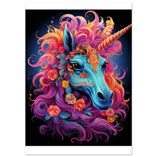 Neon Unicorn Dream Poster – Vibrant Fantasy Wall Art (Multiple Sizes Available)