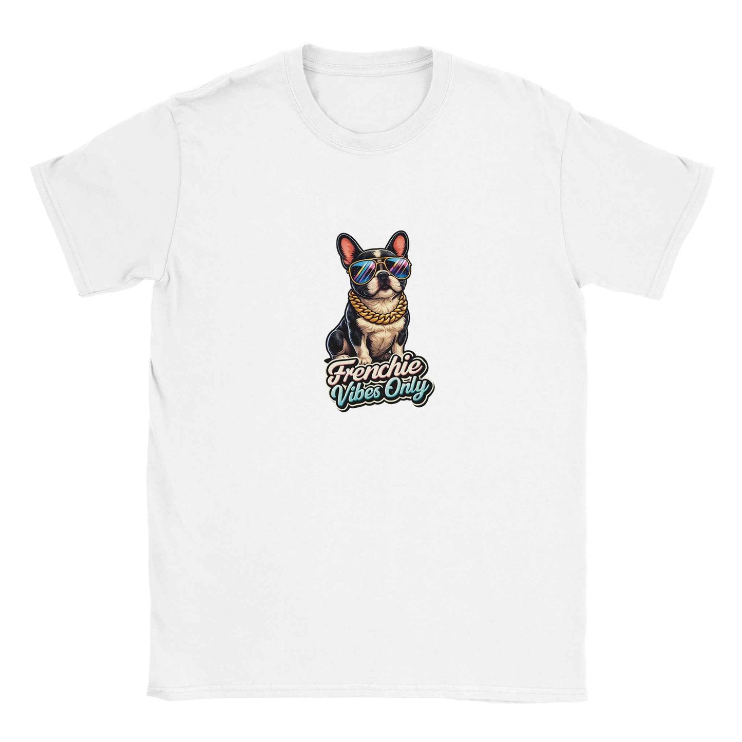 "Frenchie Vibes Only" Frenchie T-Shirt – Groovy Retro French Bulldog Design