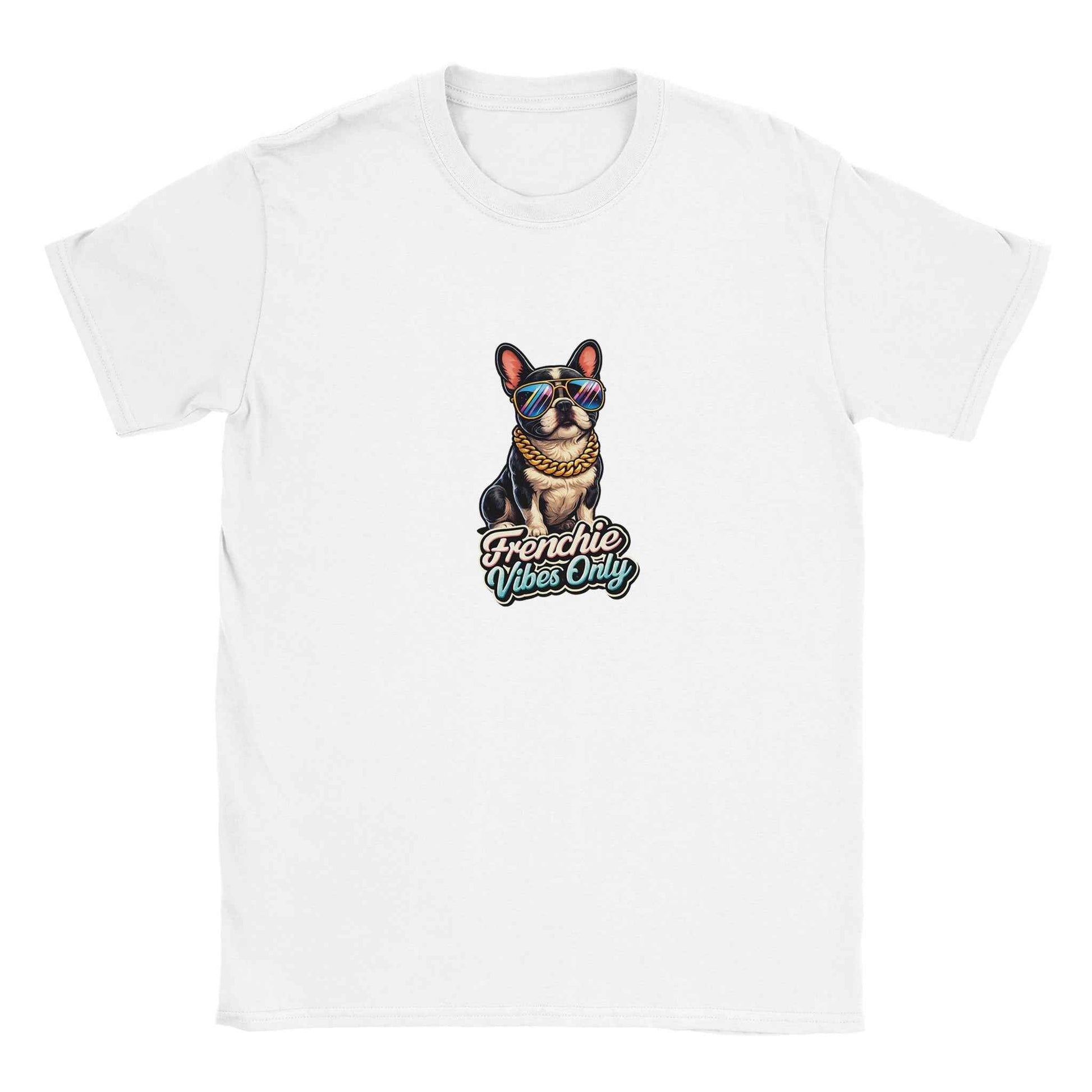 "Frenchie Vibes Only" Frenchie T-Shirt – Groovy Retro French Bulldog Design