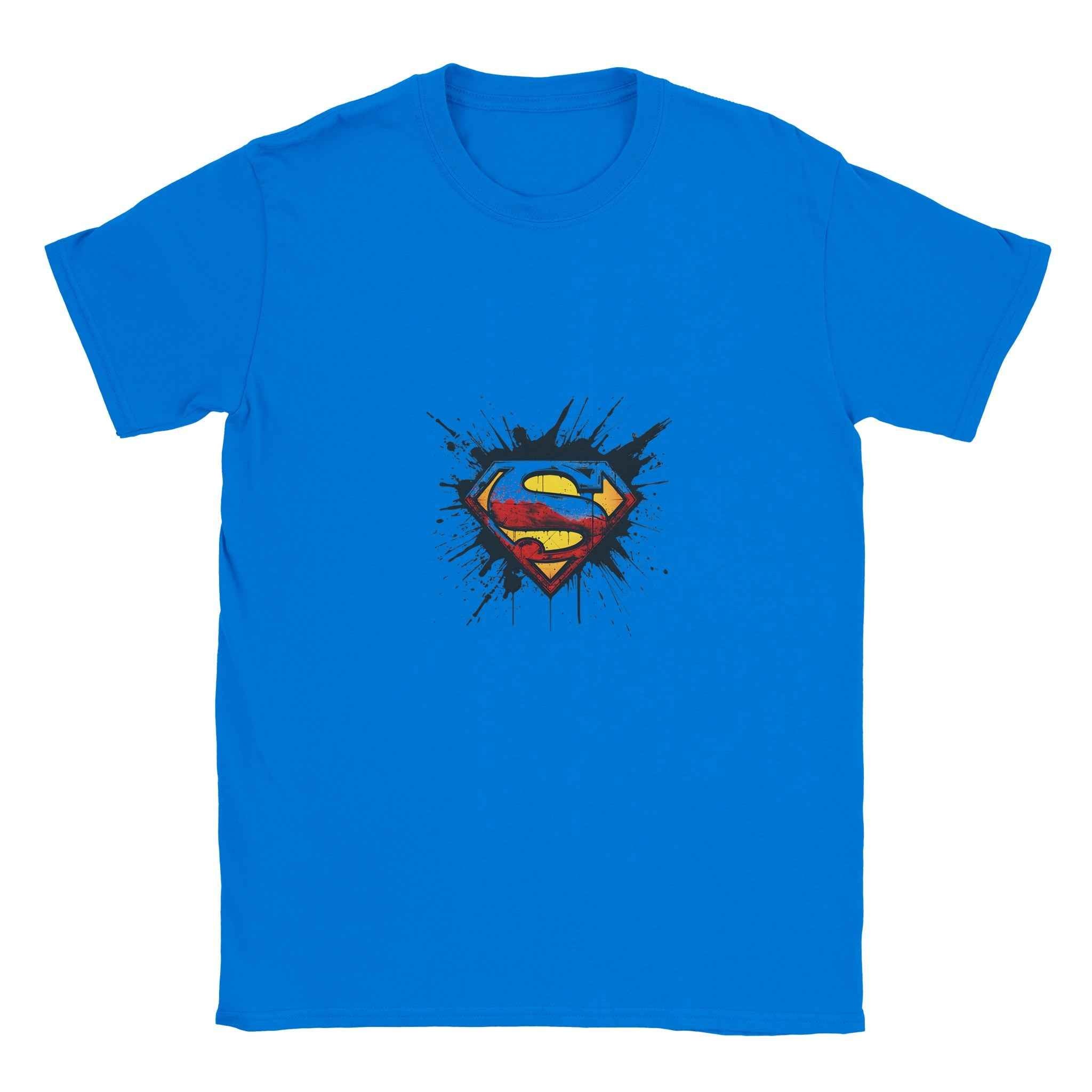 Distressed Superman Shield T-Shirt – Heroic Comic-Inspired Graphic Tee in Your Choice of Ten Bold Hues
