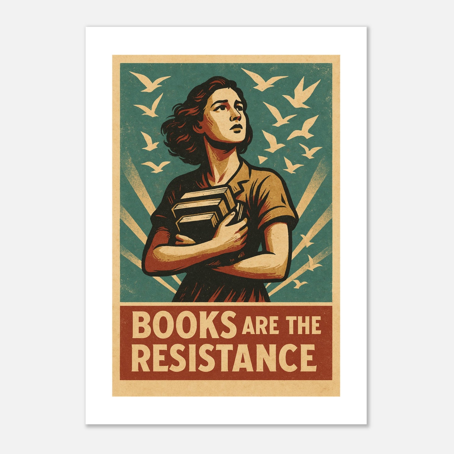 Books Are The Resistance Poster – Vintage Activist Wall Art - F4 Custom Prints