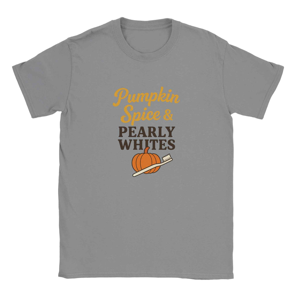 Pumpkin Spice Pearly Whites T-Shirt – Pumpkin Spice Dental T-Shirt - F4 Custom Prints