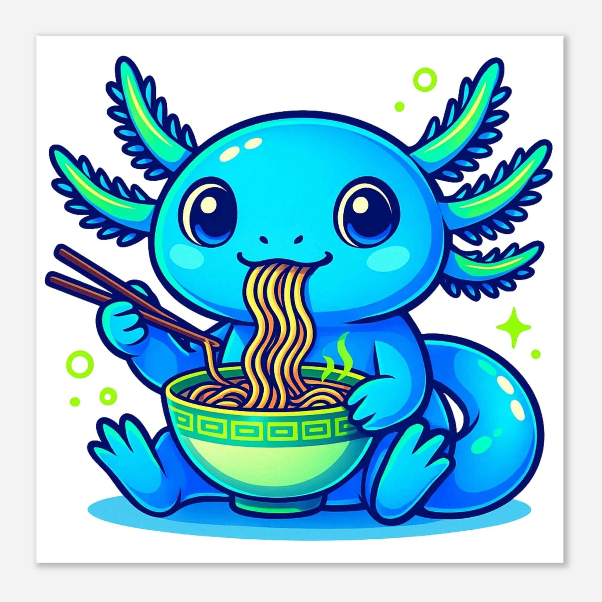 Kawaii Axolotl Ramen Fine Art Poster