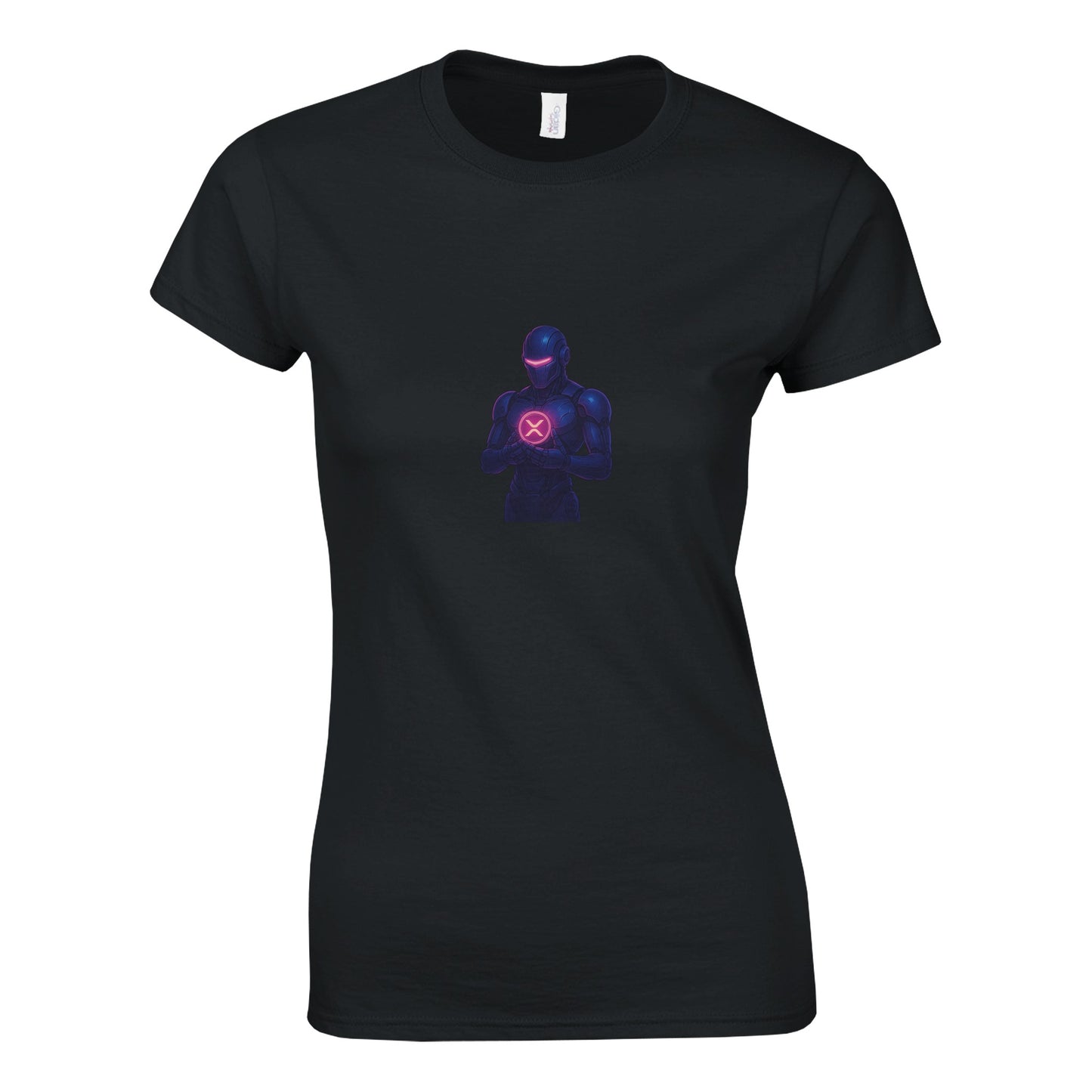 XRP Women’s T-Shirt – Robotic Guardian Crypto Tee - F4 Custom Prints