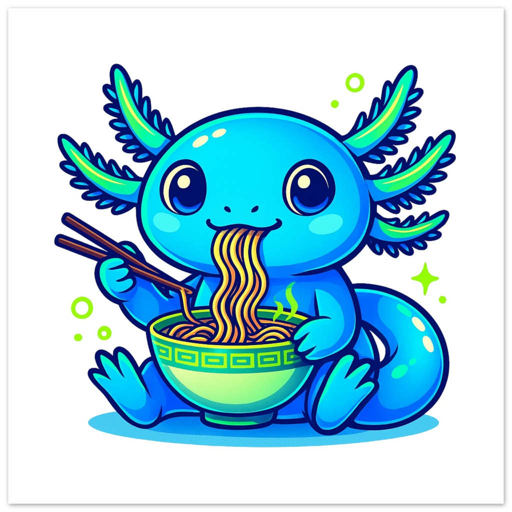 Kawaii Axolotl Ramen Fine Art Poster