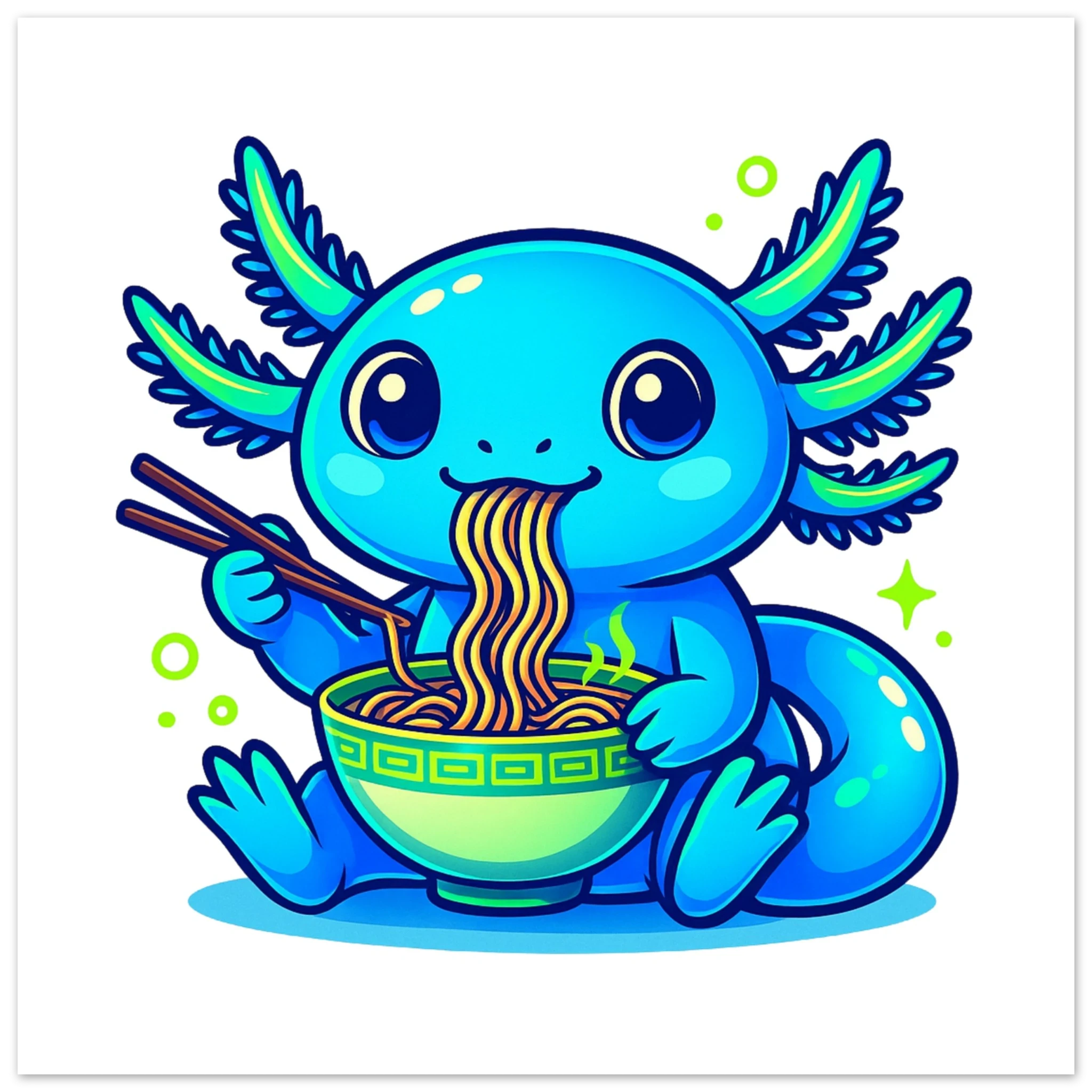 Kawaii Axolotl Ramen Fine Art Poster