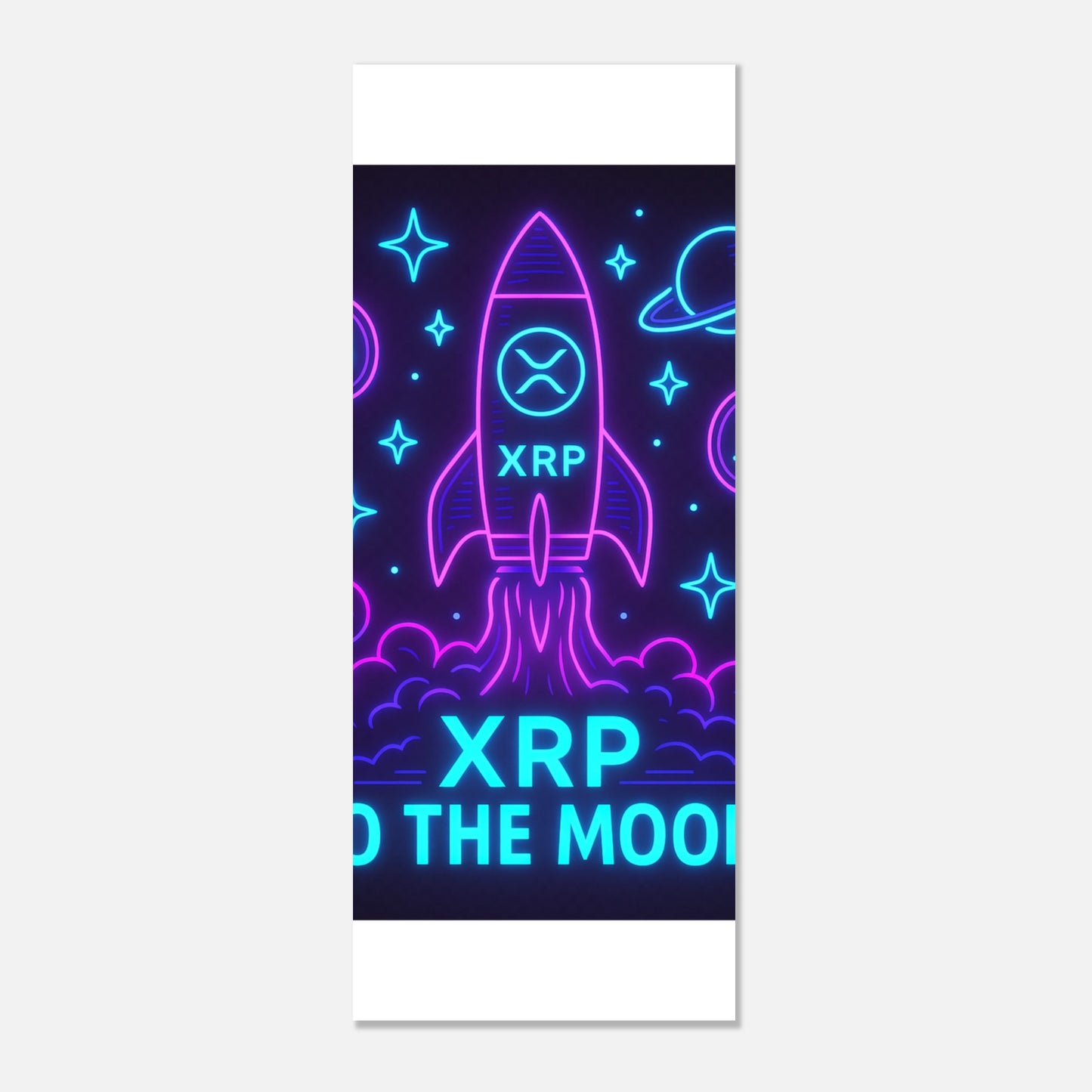 XRP To The Moon Poster – Neon Crypto Hype Wall Art - F4 Custom Prints