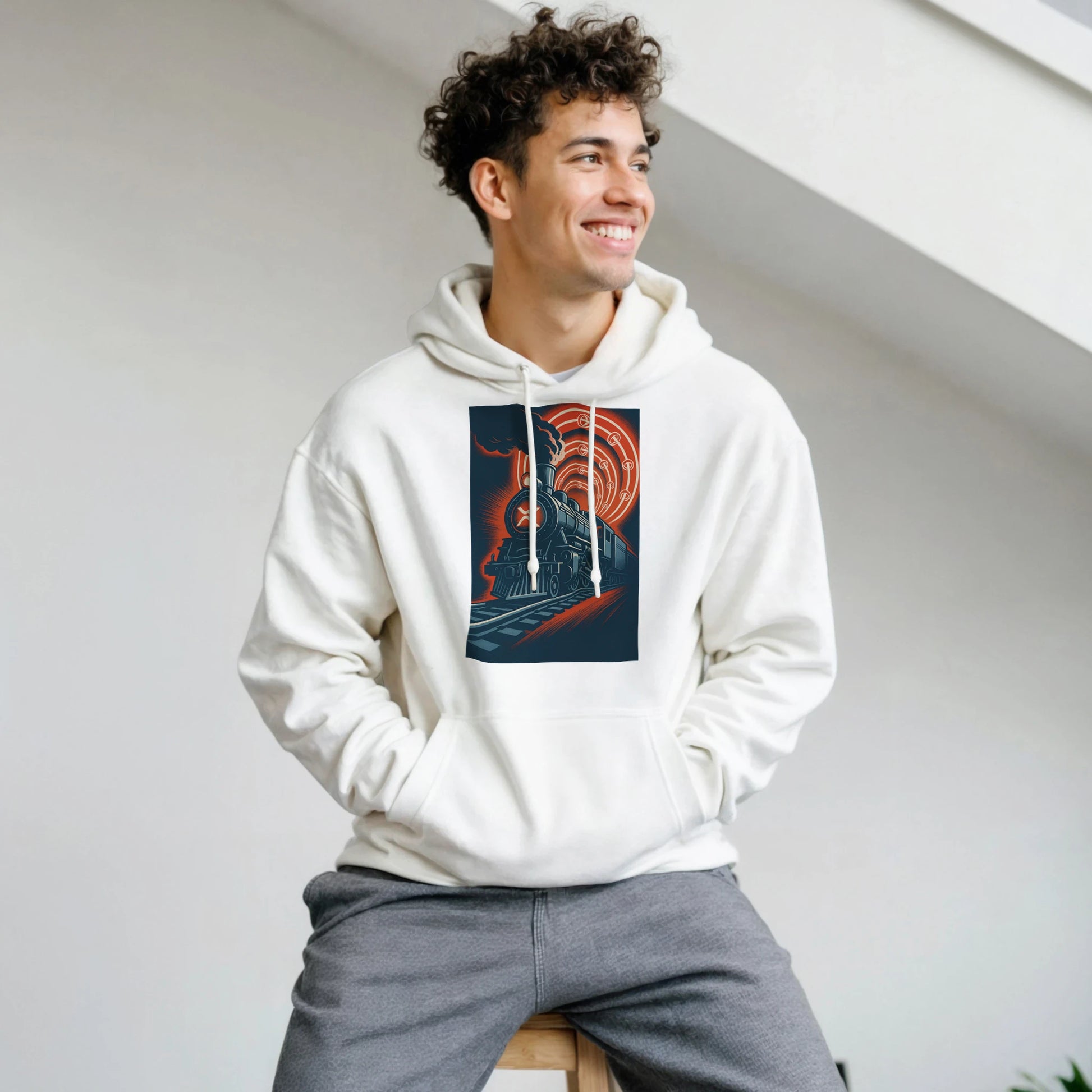 XRP Express Hoodie – Vintage Crypto Train Design - F4 Custom Prints