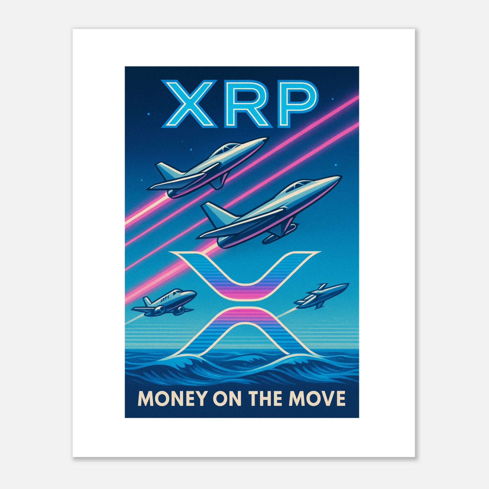 XRP 'Money on the Move' Poster – Retro Crypto Art Wall Print - F4 Custom Prints