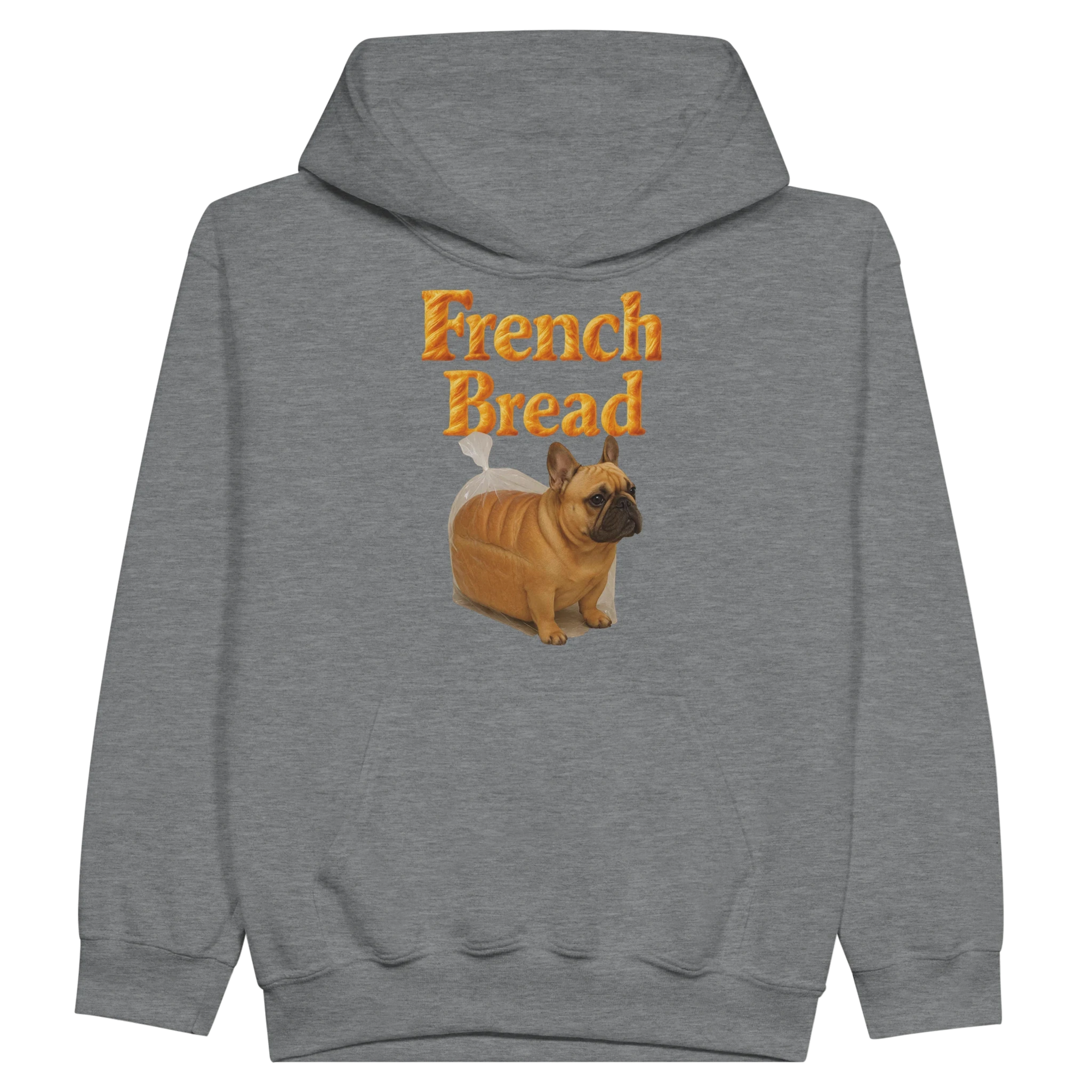 Kids Funny French Bread Bulldog Hoodie