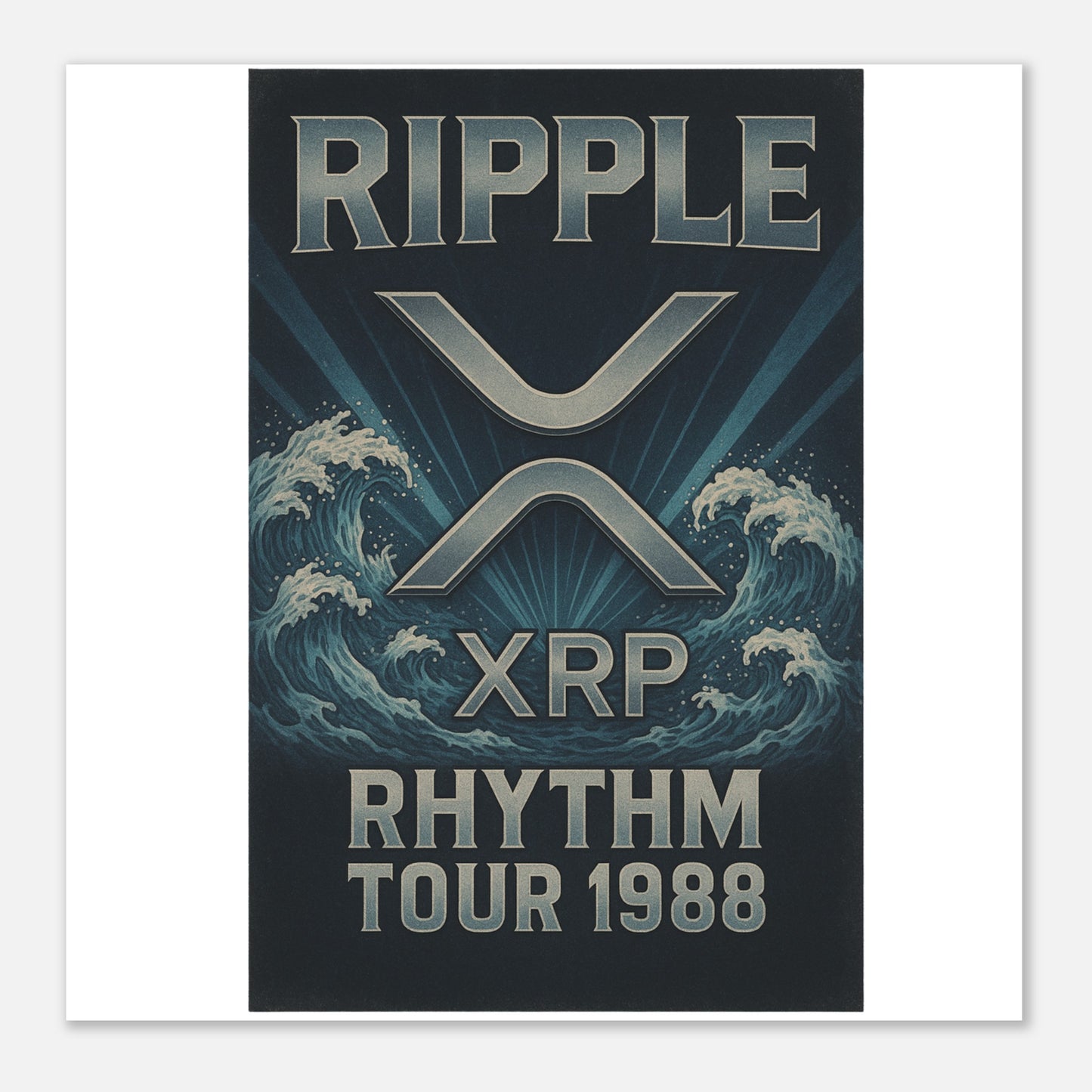XRP Crypto Art Poster – “Rhythm Tour 1988” Retro Concert Aesthetic - F4 Custom Prints