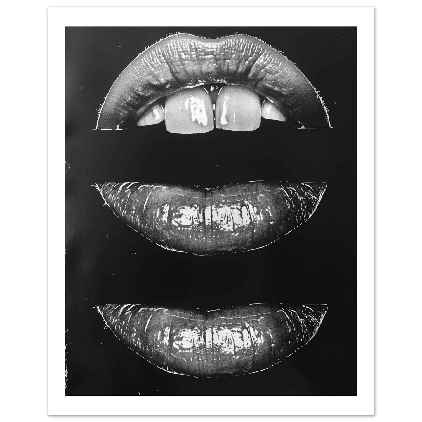 "Shiny Lips" Poster – Monochrome Glamour Wall Art (Multiple Sizes Available)