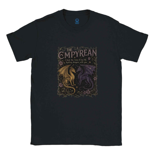 "The Empyrean" Bookish T-Shirt – Enchanting Dragon Fantasy Reader Design in your choice of 8 colors