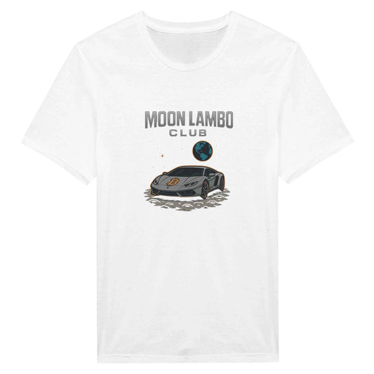 Moon Lambo Club T-Shirt – Bitcoin Lamborghini Crypto Lifestyle Tee in Multiple Colors