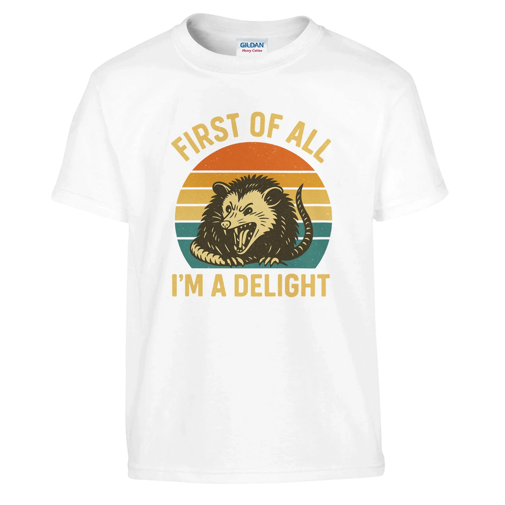 Kids First of All I’m a Delight Possum T-Shirt