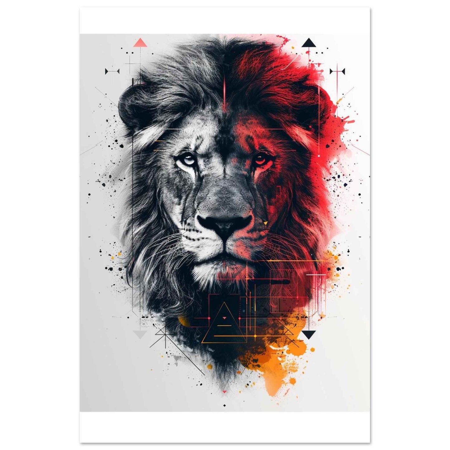 "Abstract Lion" Poster – Dynamic Split-Tone Wall Art (Multiple Sizes Available)