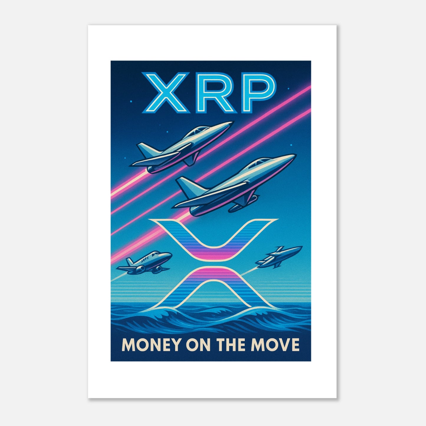 XRP 'Money on the Move' Poster – Retro Crypto Art Wall Print - F4 Custom Prints