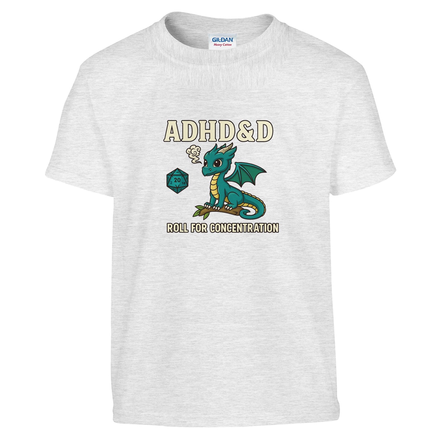 ADHD &D Kids T-Shirt — Roll for Concentration Dragon Edition - F4 Custom Prints