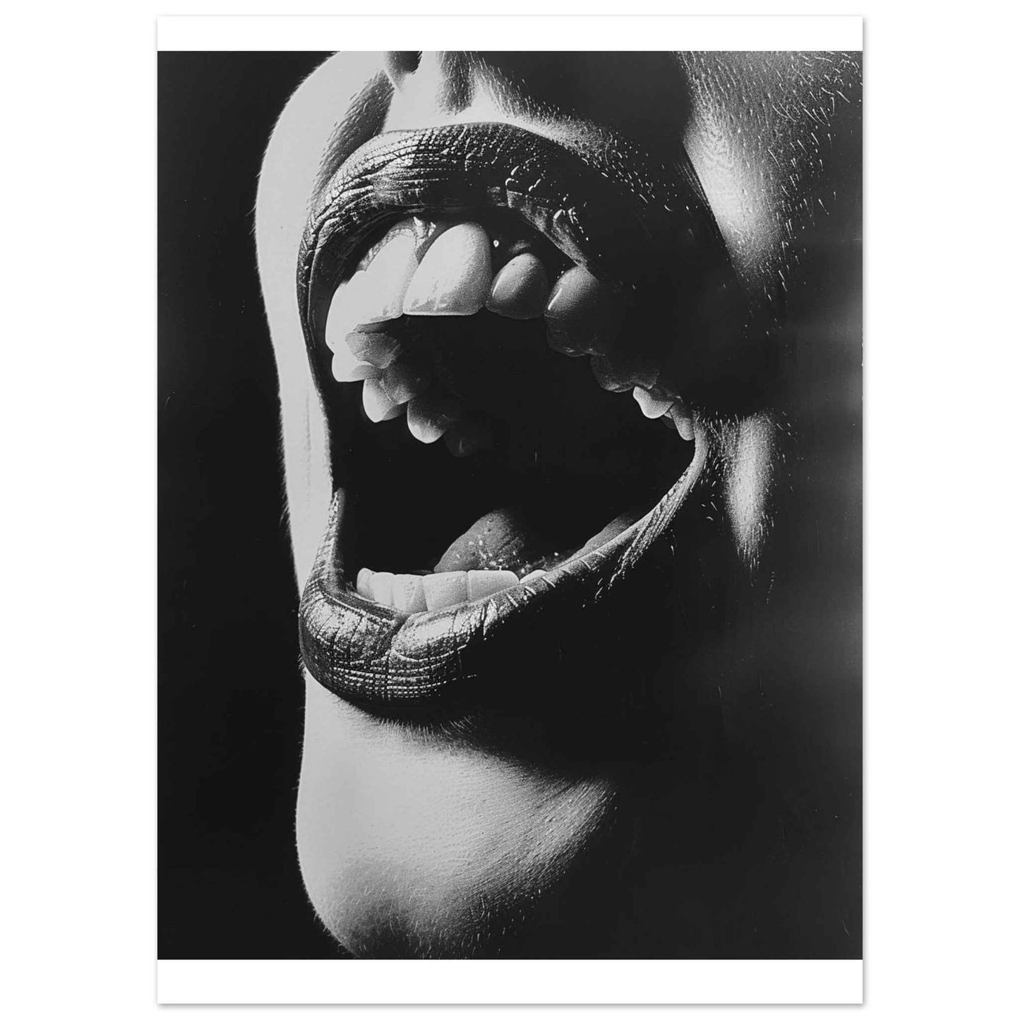 “Open Mouth” Poster – Dramatic Black & White Wall Art (Multiple Sizes Available)