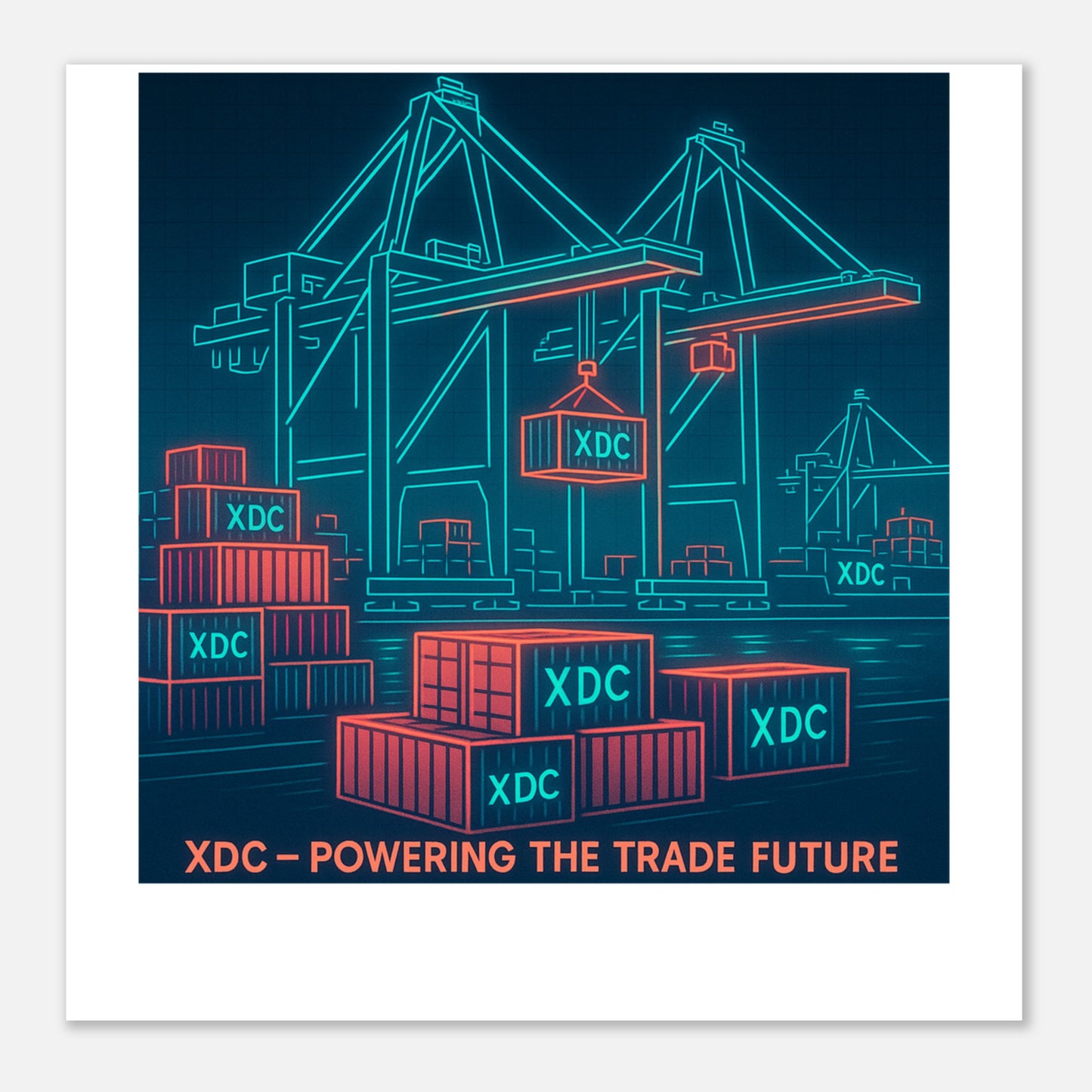 XDC Powering Trade Future Poster – Neon Tech Crypto Wall Art - F4 Custom Prints