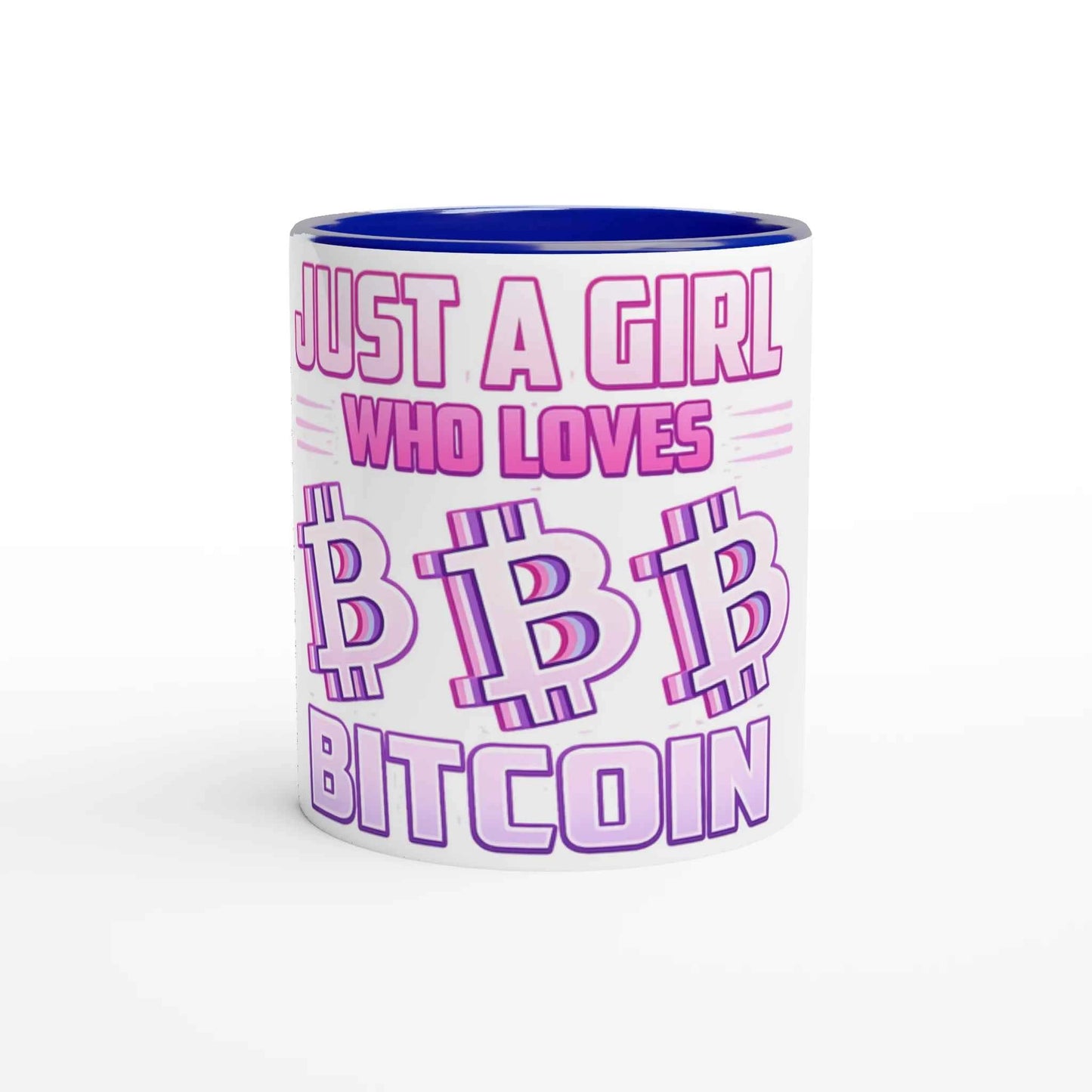 Bitcoin 11oz Coffee Mug with Color Inside – Just a Girl Who Loves Bitcoin Retro Design