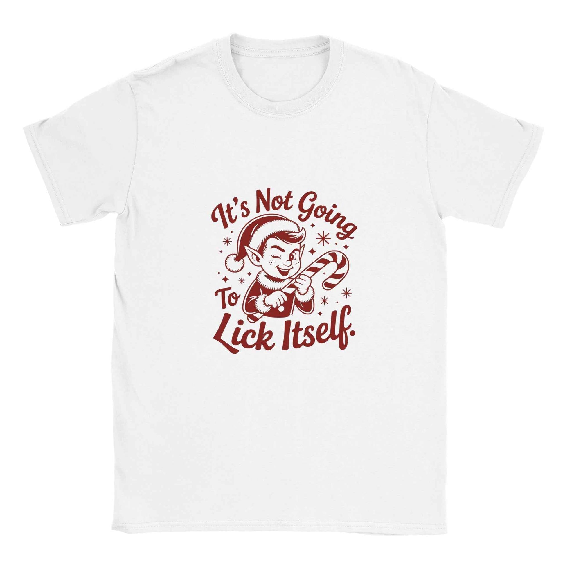 It's Not Going To Lick Itself Funny Elf Shirt – Festive Holiday Graphic Tee for Christmas Cheer