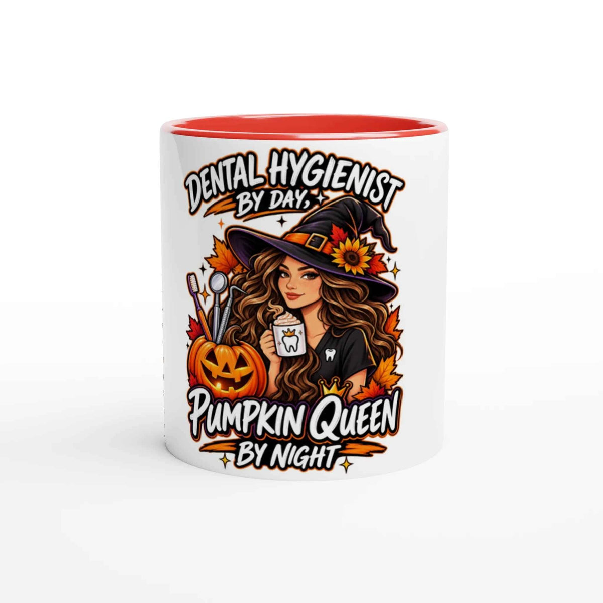 Pumpkin Queen Dental Hygienist 11oz Coffee Mug with Color Inside