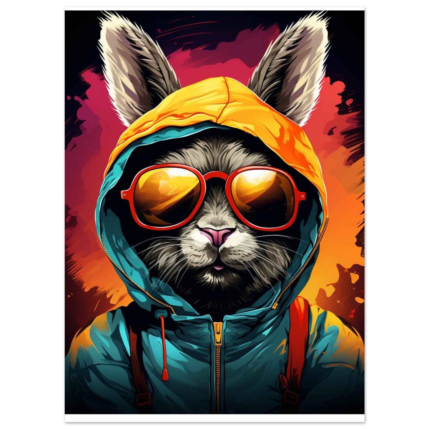 "Street Style Bunny" Poster – Vibrant Pop Art Wall Decor (Multiple Sizes Available)