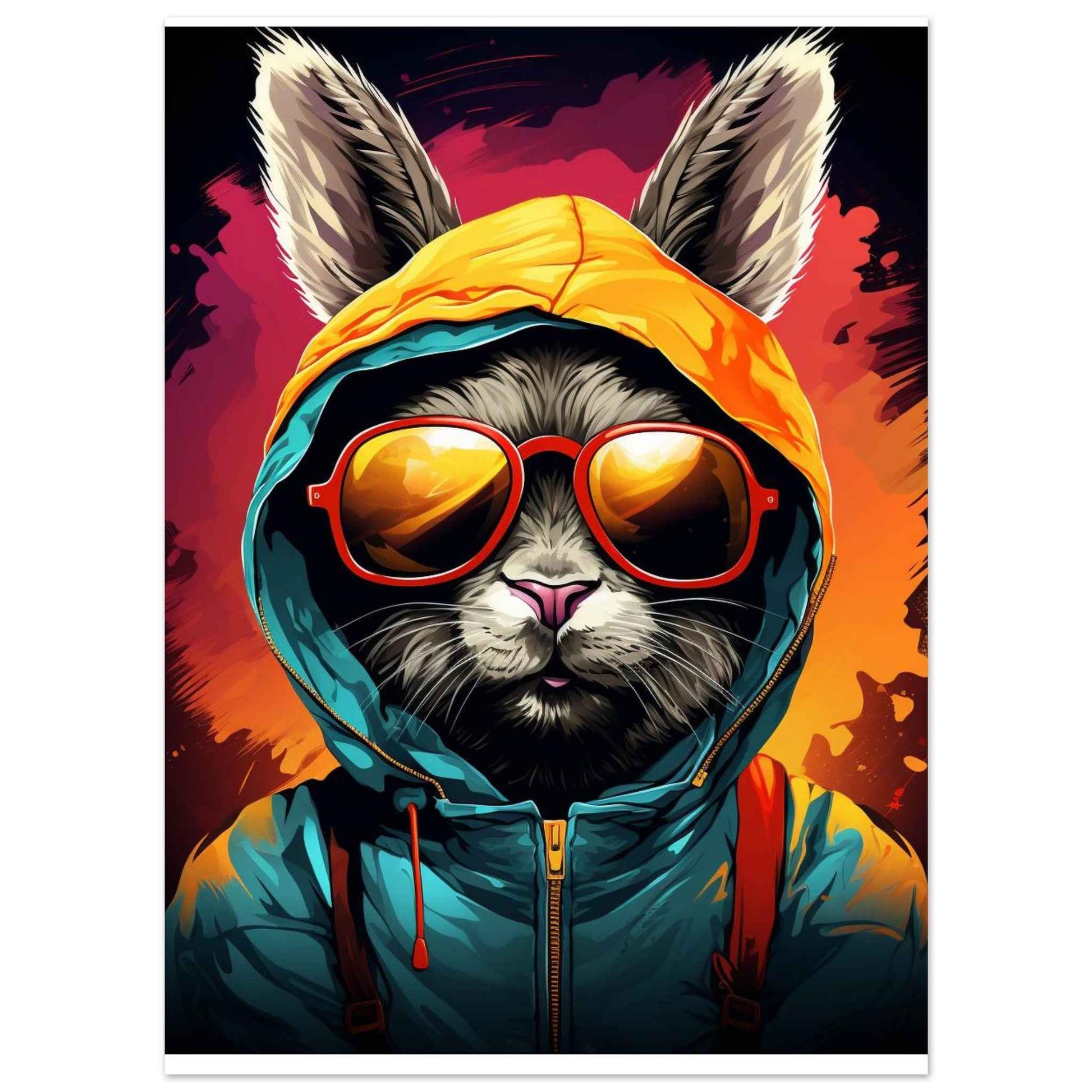 "Street Style Bunny" Poster – Vibrant Pop Art Wall Decor (Multiple Sizes Available)