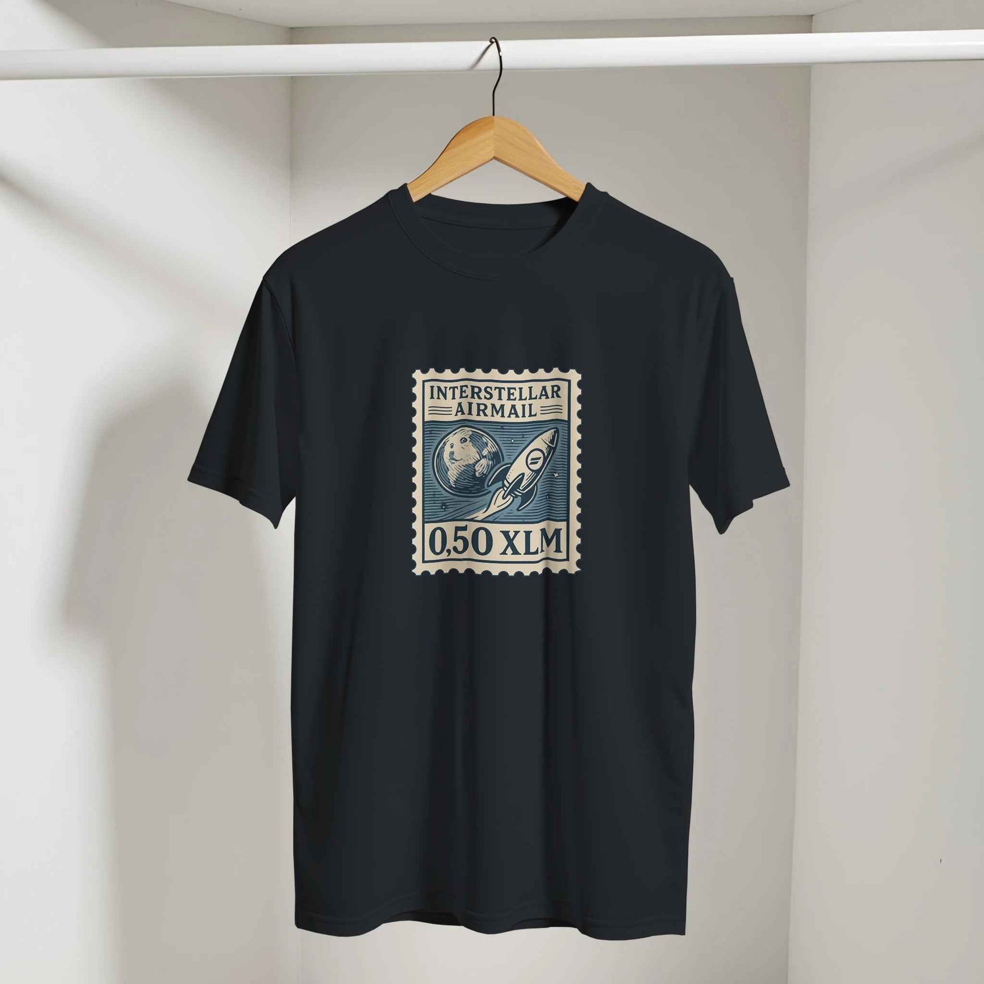 Stellar Lumens XLM T-Shirt – Retro Interstellar Airmail Design