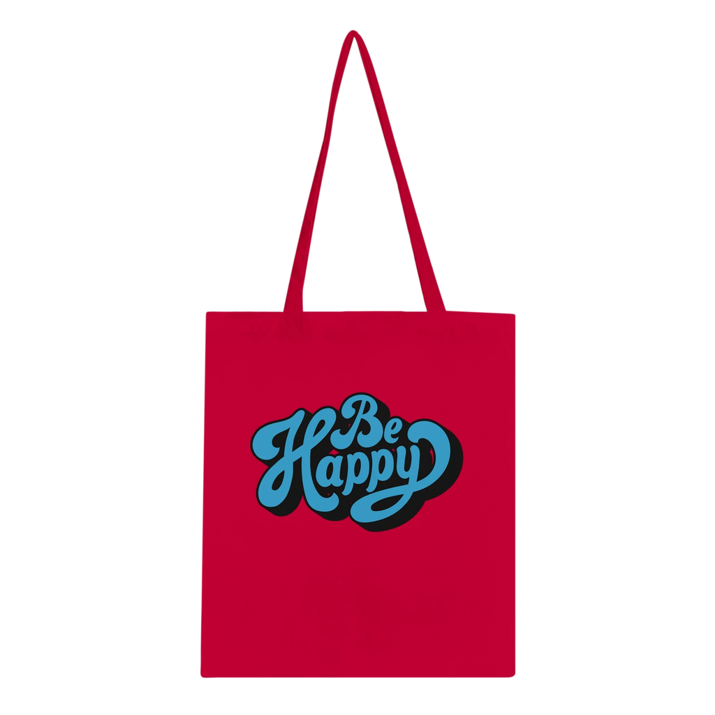 Be Happy Script Tote Bag