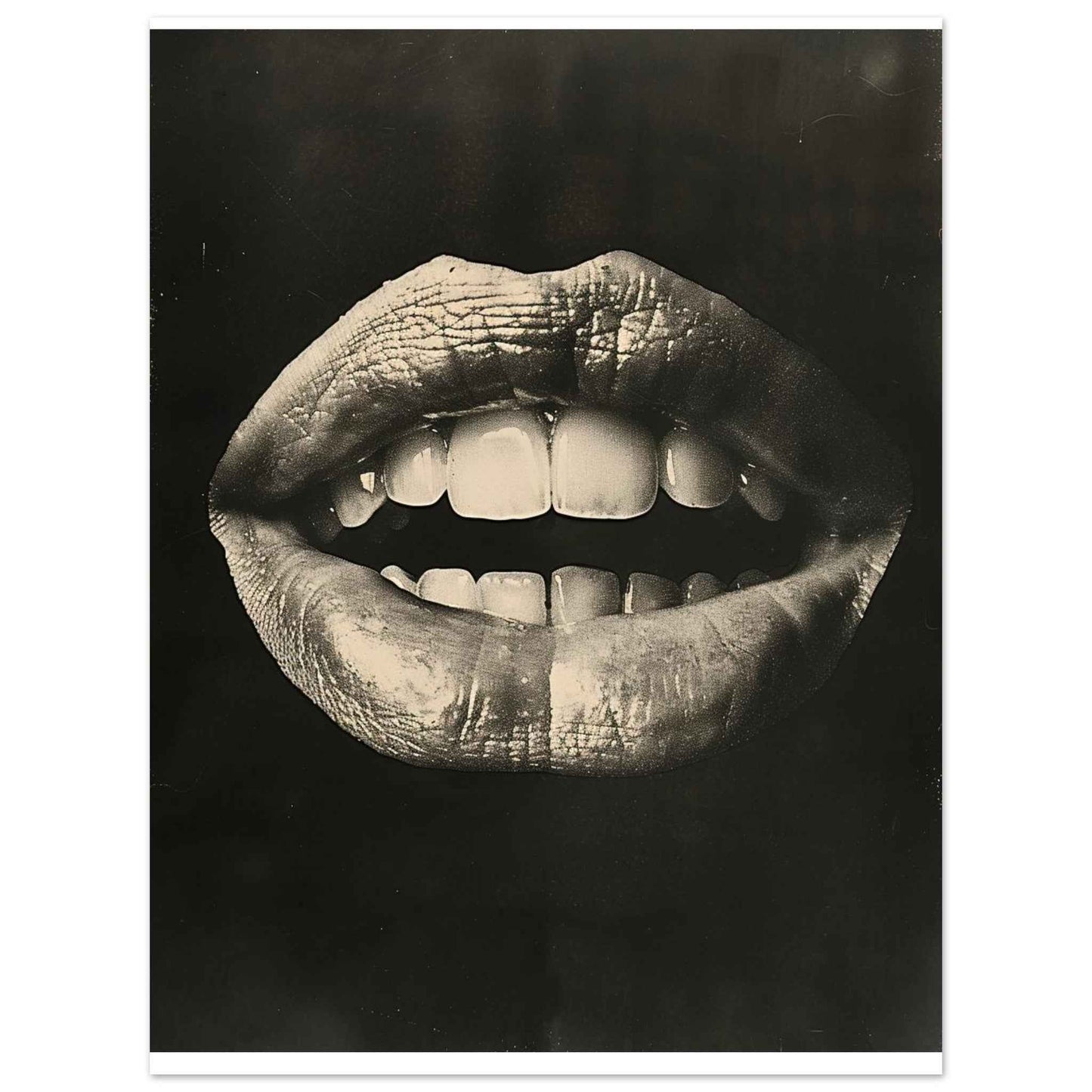 "The Kiss" Poster – Striking Black & White Lip Art (Multiple Sizes Available)