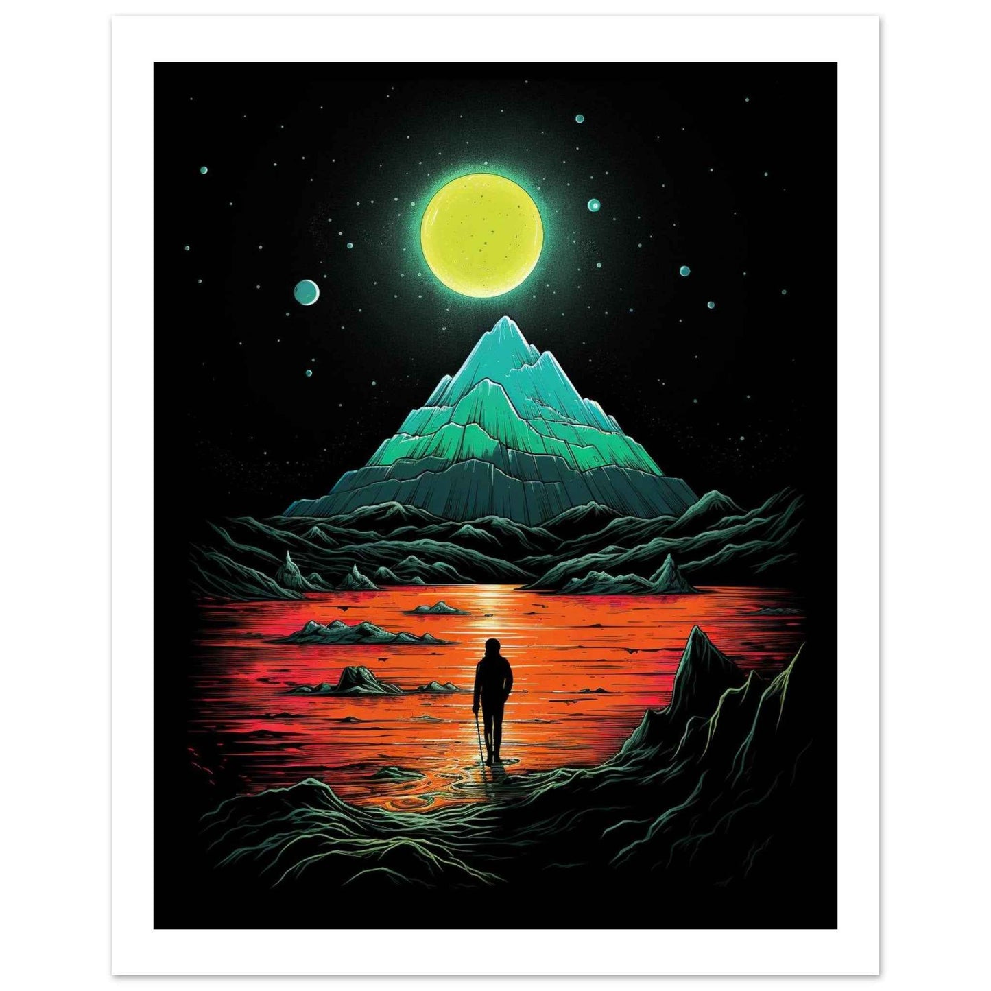 Solitude's Glow Poster – Psychedelic Sci-Fi Wall Art (Multiple Sizes Available)