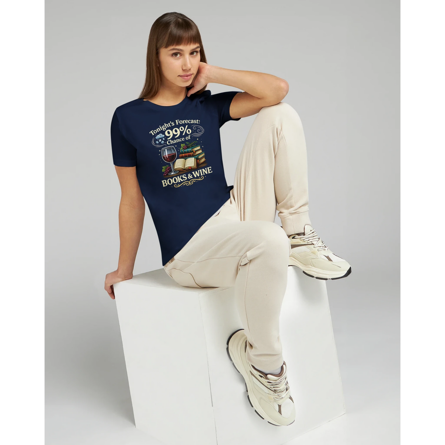 Women’s Tonight’s Forecast Books and Wine T-Shirt
