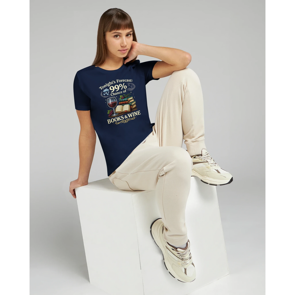Women’s Tonight’s Forecast Books and Wine T-Shirt