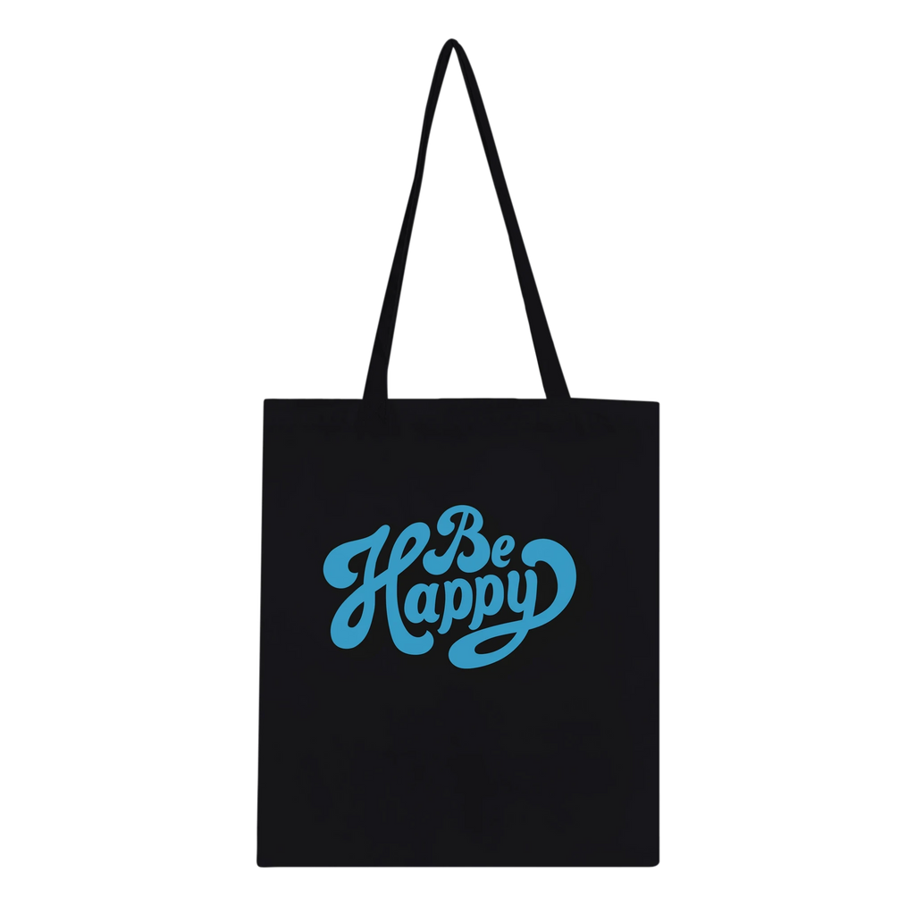 Be Happy Script Tote Bag