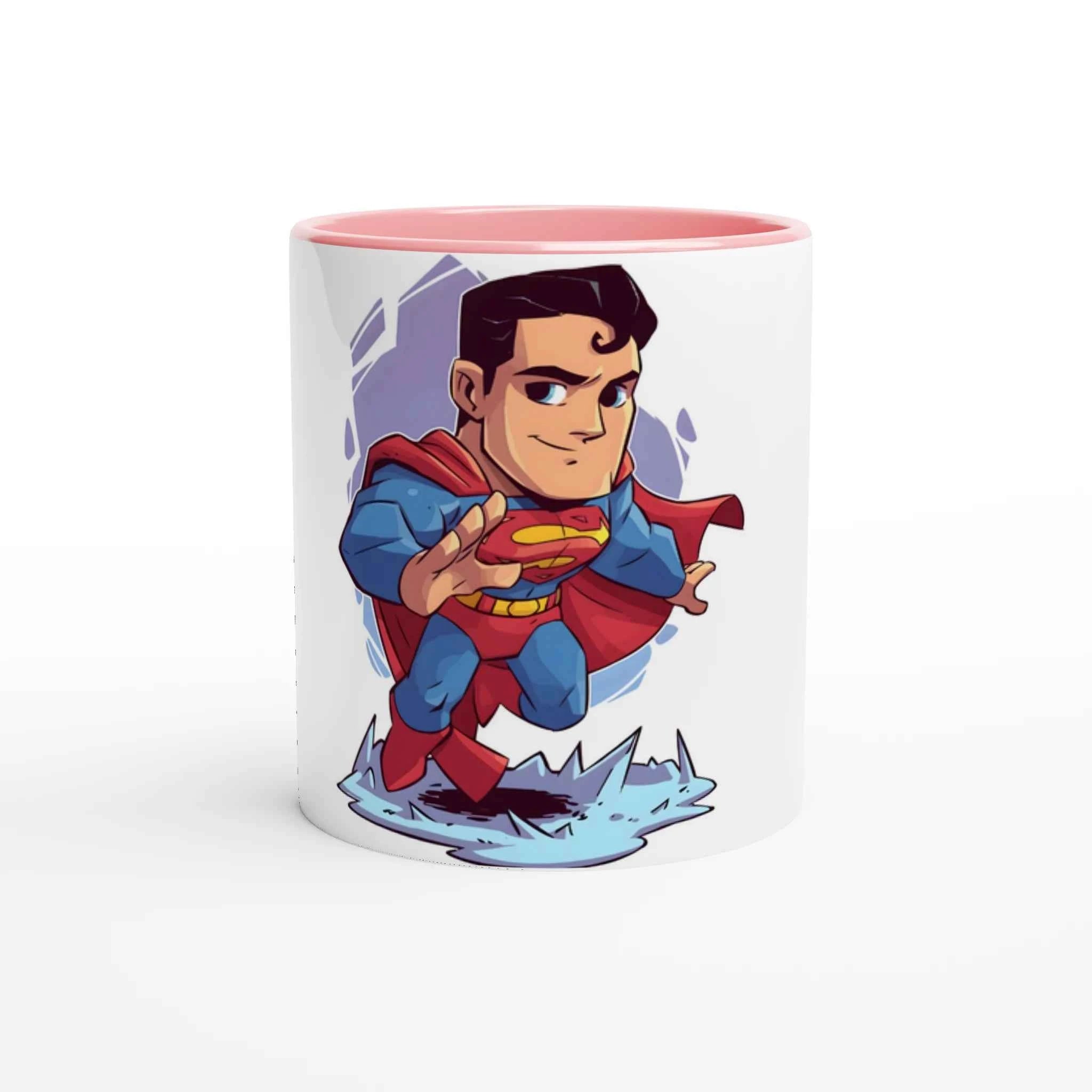 Chibi Superman Inspired 11oz Coffee Mug with Color Inside