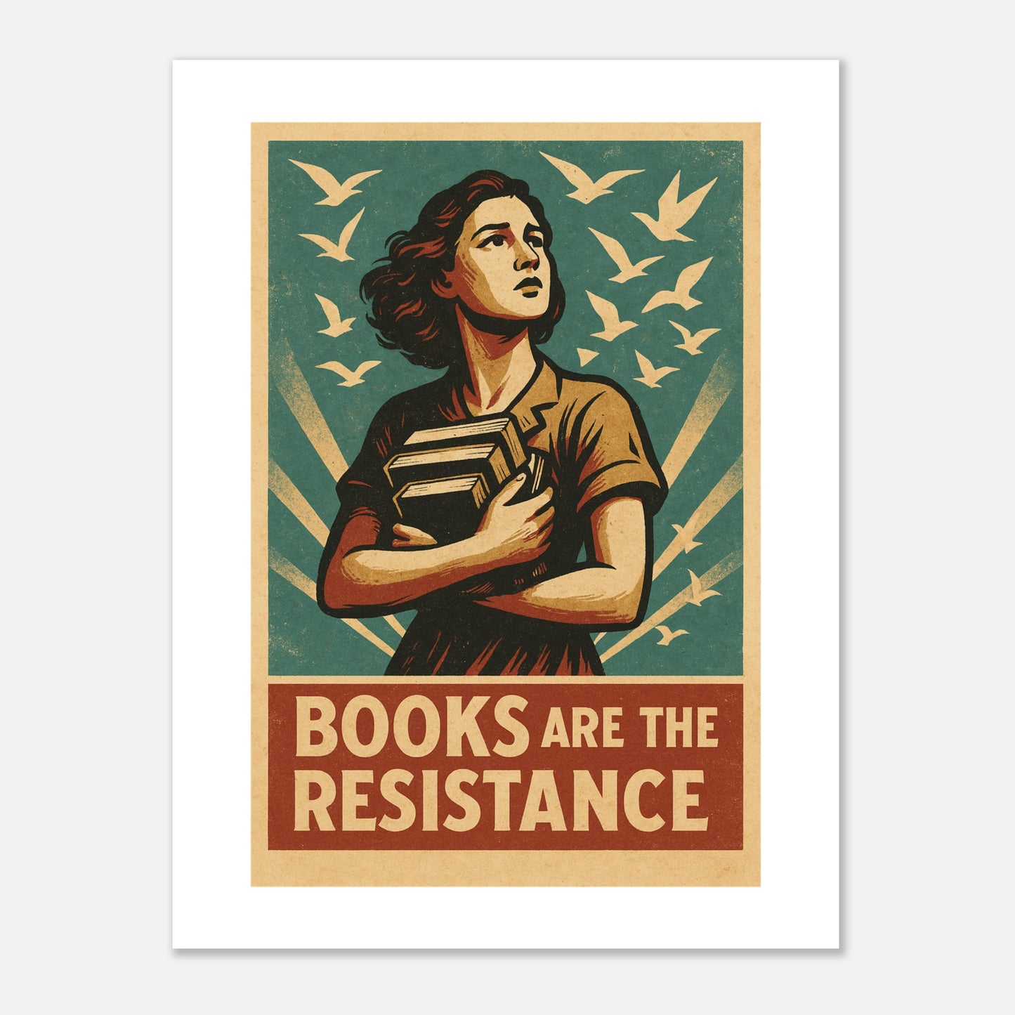 Books Are The Resistance Poster – Vintage Activist Wall Art - F4 Custom Prints